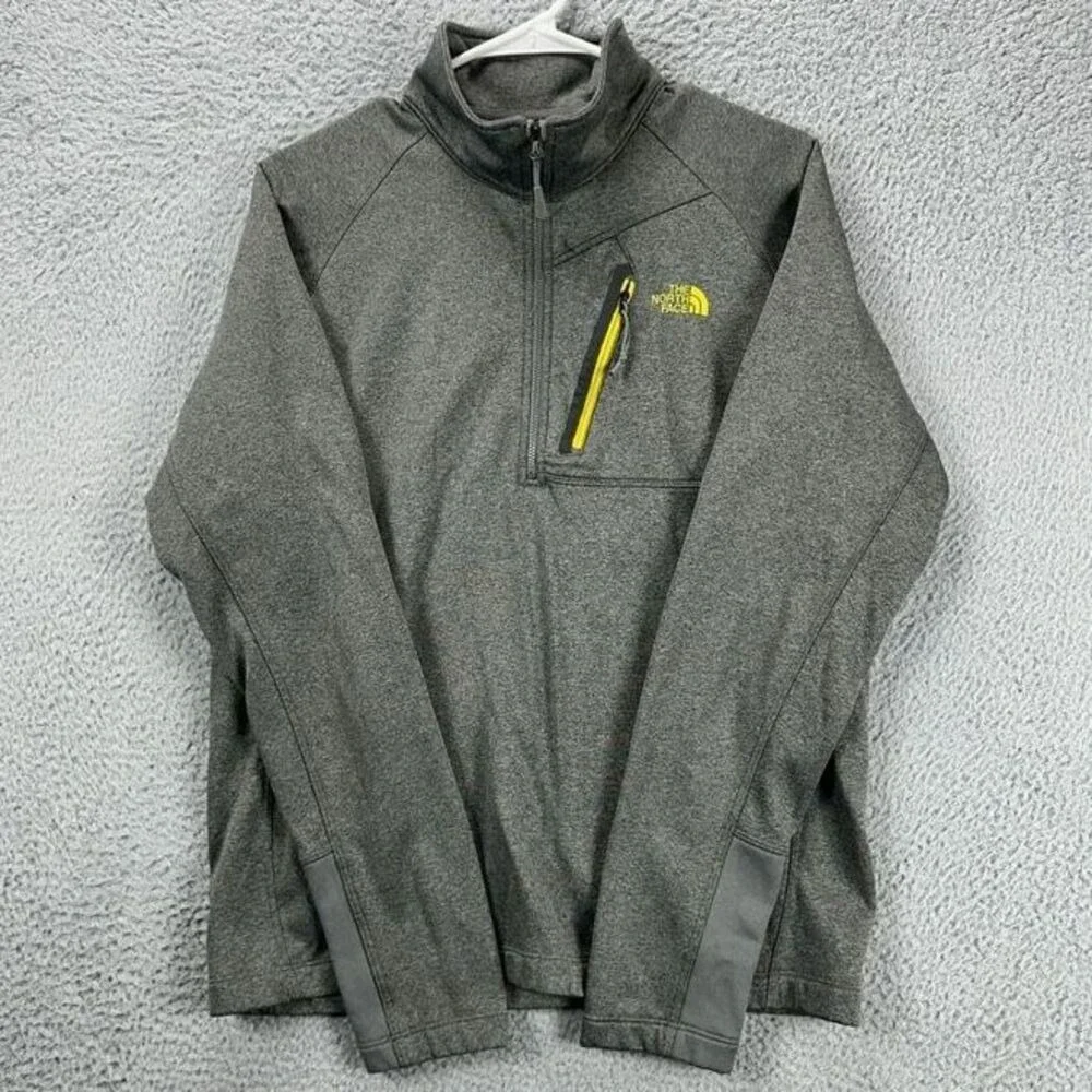 The North Face Pullover Jacket Adult Medium Grey Quarter Zip Outdoor Casual Mens